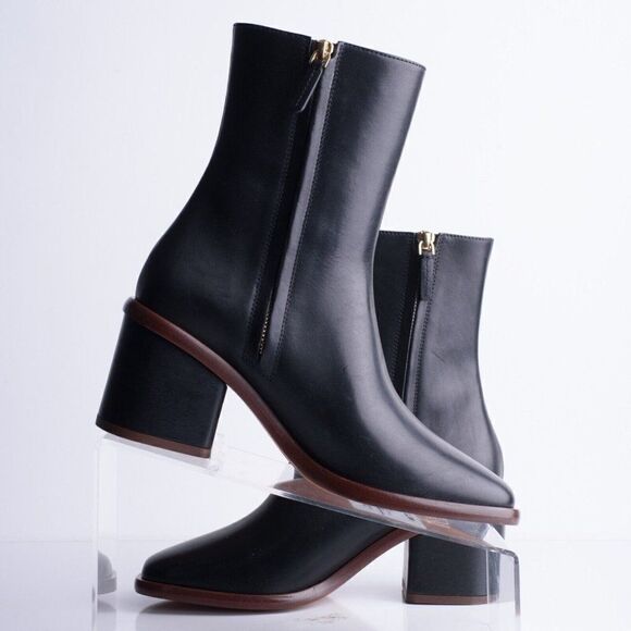 Chloe Womens Meganne Leather Ankle Boots Booties Black EU 35.6 US 6.5 Block Heel - Picture 2 of 9